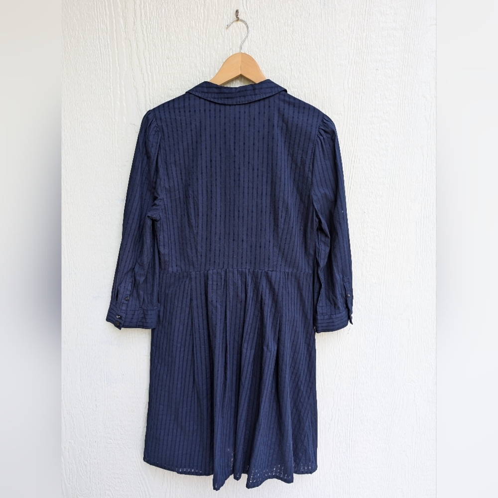 Anthropologie Moulinette Soeurs Navy Blue Button-Front Shirt Dress - Picture 7 of 7